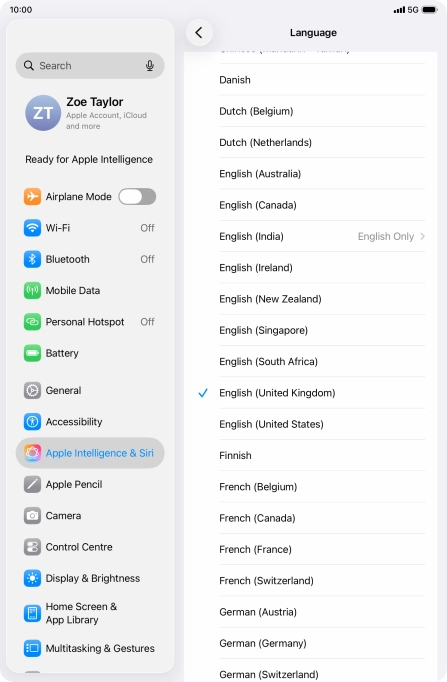 Press the required language. Press the required language.