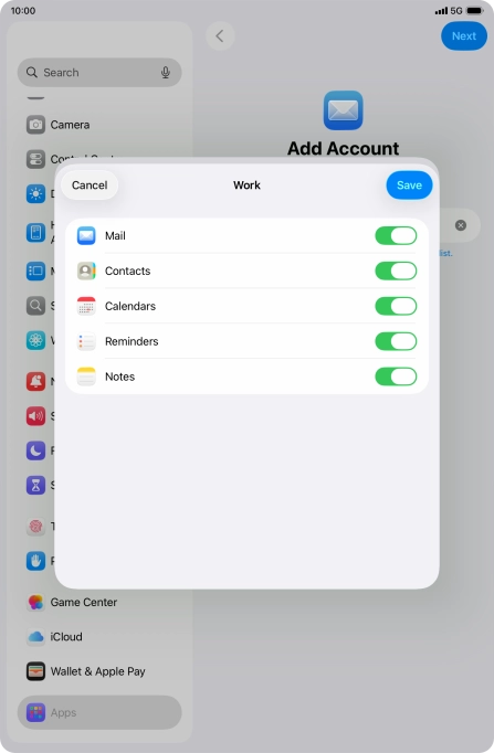 Press the indicators next to the required data types to turn synchronisation of each data type on or off. Press the indicators next to the required data types to turn synchronisation of each data type on or off.