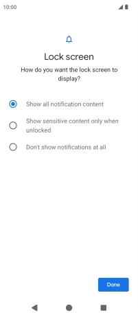 Press the required setting.