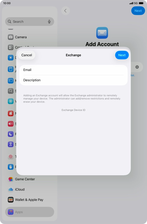 Press Description and key in the required name. Press Description and key in the required name.
