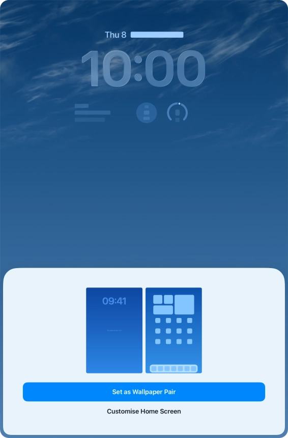 To use the same colour theme on the home screen, press Set as Wallpaper Pair.