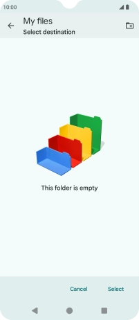 To create a new folder, press the new folder icon and follow the instructions on the screen to create a new folder.
