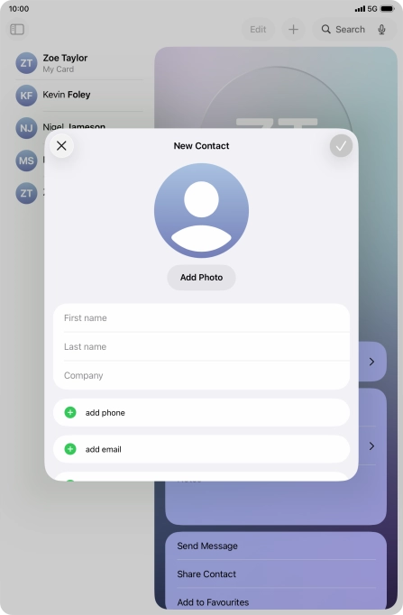 Press First name and key in the first name. Press First name and key in the first name.