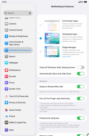 Press the indicators next to the required settings to turn them on or off. Press the indicators next to the required settings to turn them on or off.