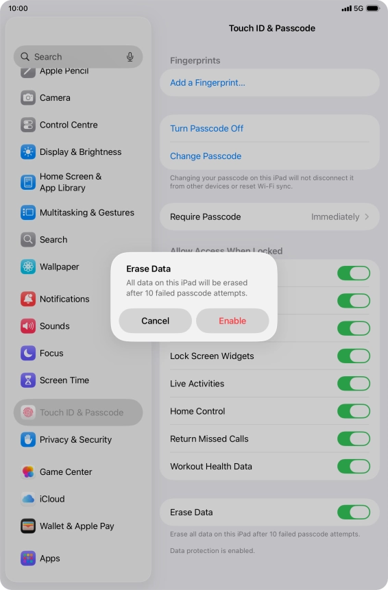 If you turn on the function, press Enable. If you turn on the function, press Enable.