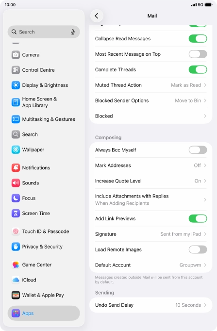 Press Default Account.