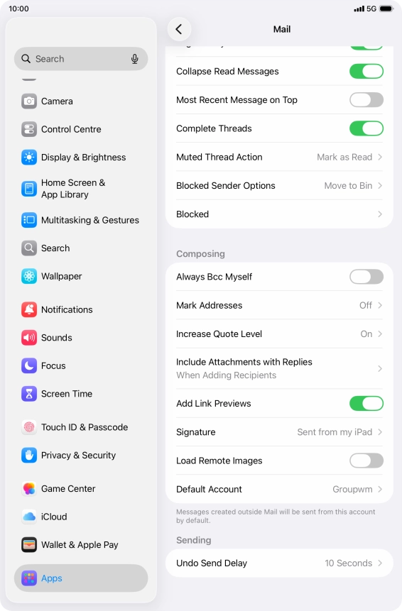 Press Default Account.