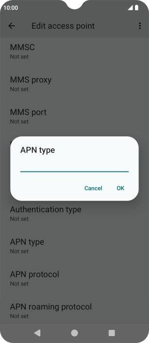 Key in default and press OK.