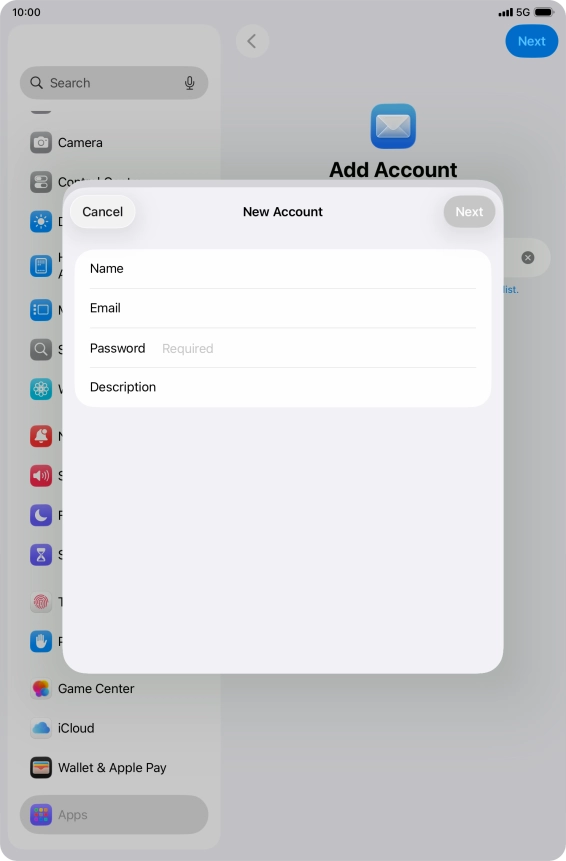 Press Password and key in the password for your email account. Press Password and key in the password for your email account.