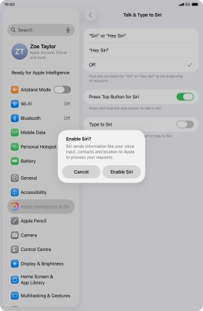 Press Enable Siri. Press Enable Siri.