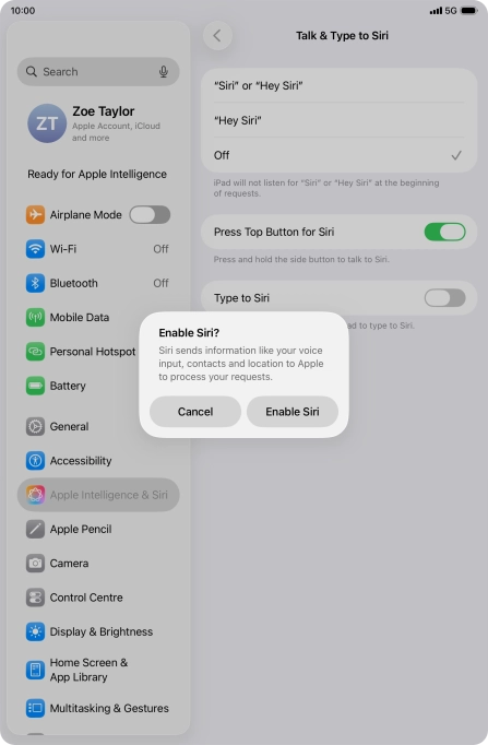 Press Enable Siri. Press Enable Siri.