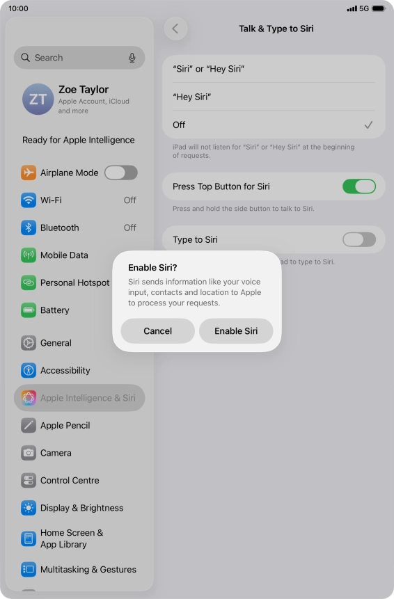 Press Enable Siri. Press Enable Siri.