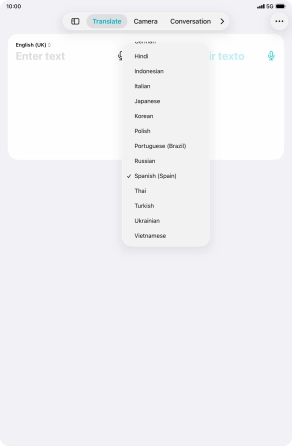 Press the required target language.