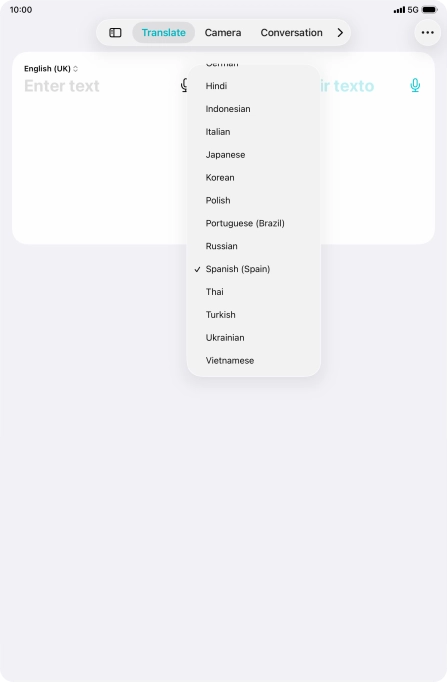 Press the required target language.