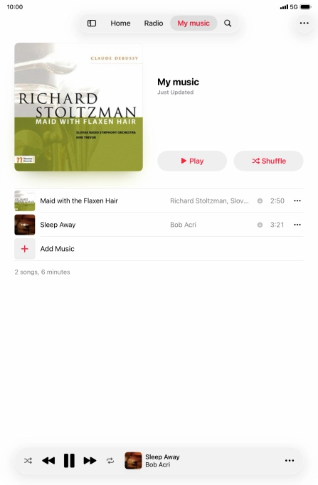 Press the song title.