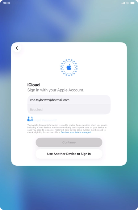 Press Required and key in the password for your Apple Account.