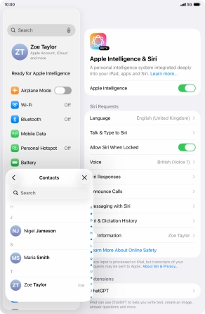 Press the required contact. Press the required contact.