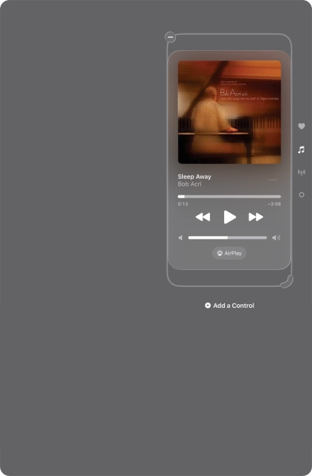 Press the remove icon on the required function to remove it from Control Centre.