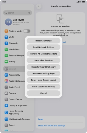 Press Reset All Settings. Press Reset All Settings.