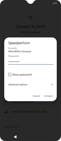 Key in the password for the Wi-Fi network and press Connect.