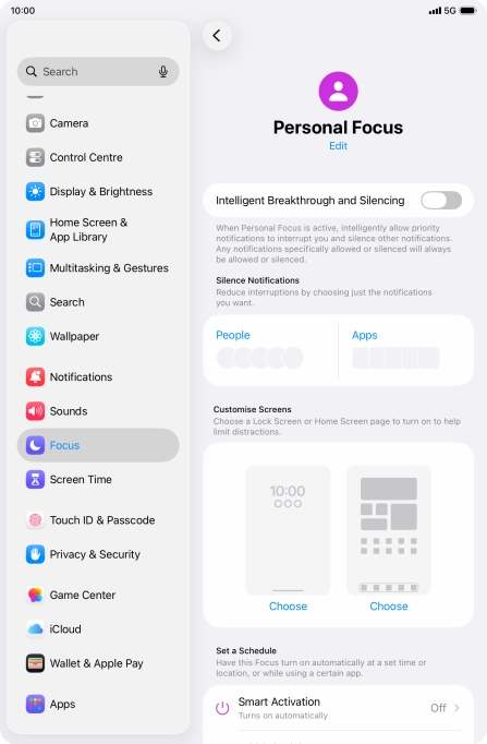Press People and follow the instructions on the screen to select which contacts you would like to receive calls and notifications from when the selected focus mode is active. Press People and follow the instructions on the screen to select which contacts you would like to receive calls and notifications from when the selected focus mode is active.