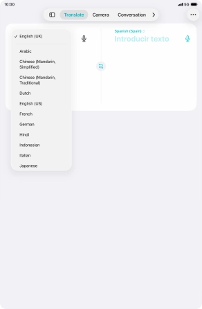 Press the required source language.