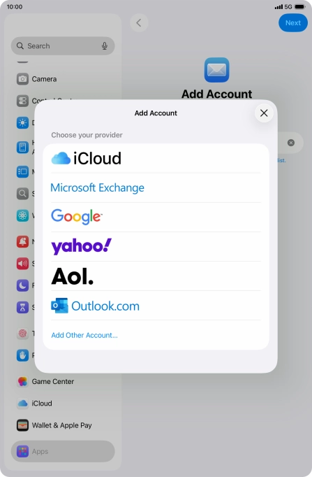 Press Microsoft Exchange. Press Microsoft Exchange.