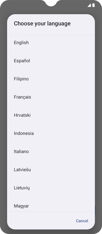 Press the required language.