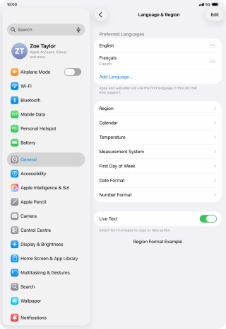 To subsequently select another language as the default language, press the move icon next to the required language and drag it to the top of the list.