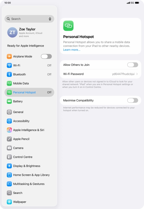 Press Wi-Fi Password and key in the required password.