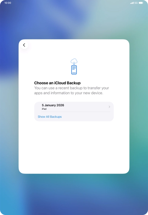 Press the required backup and your tablet restores the content of the selected backup. Subsequently, follow the instructions on the screen to set up your tablet and prepare it for use.