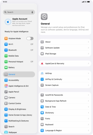 Press Apple Account.
