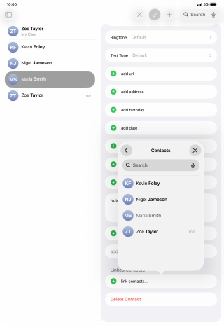Press the required contact.