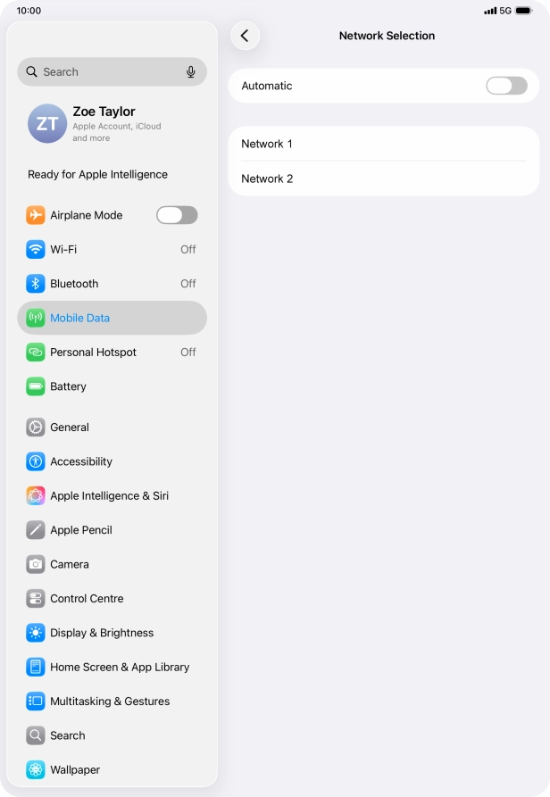 If you turn off the function, press the required network.