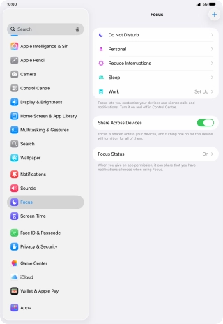 Press the required focus mode.