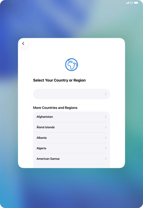 Press the required country or area.