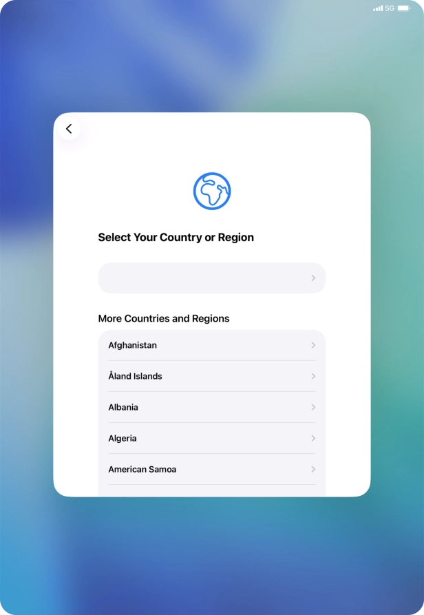 Press the required country or area.