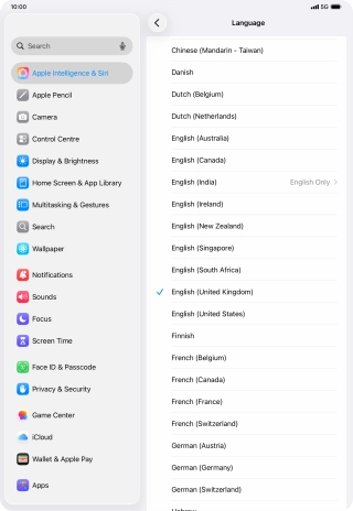 Press the required language.