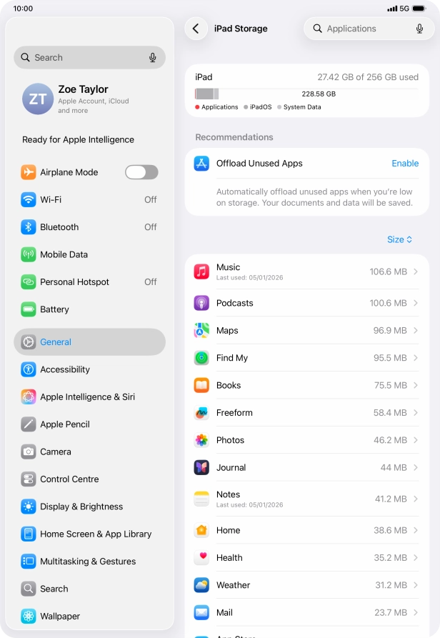 Press the required app.