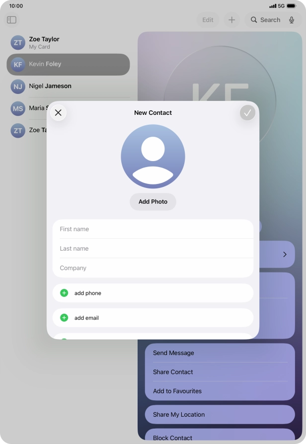 Press First name and key in the first name.