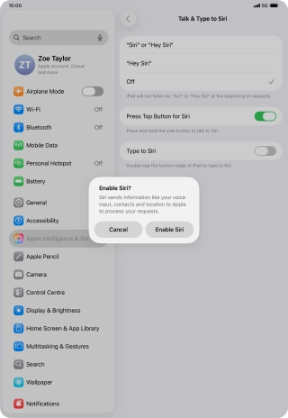 Press Enable Siri.