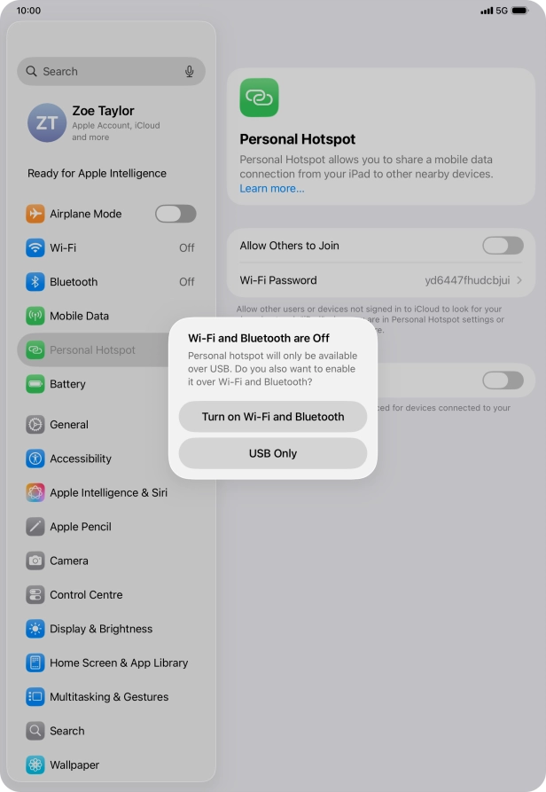 If Wi-Fi is turned off, press Turn on Wi-Fi and Bluetooth.