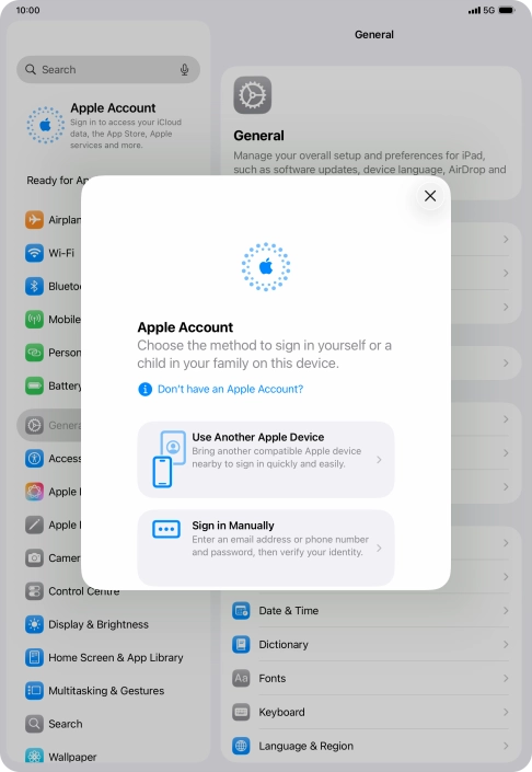 Press Sign in Manually.