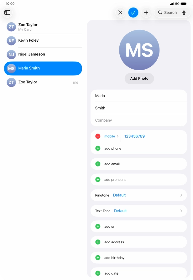 Press the confirm icon.