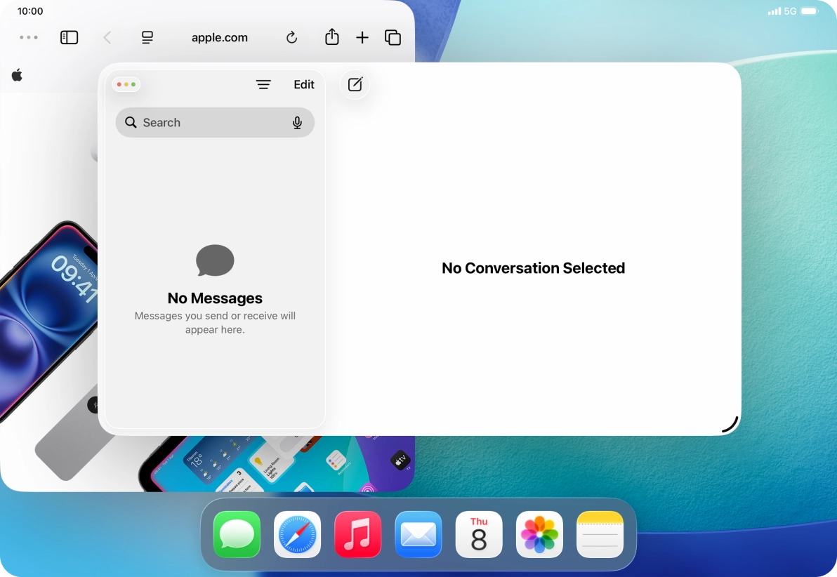 Press and hold the menu icon in the second application window.