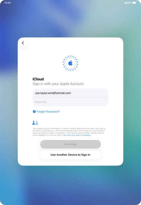 Press Required and key in the password for your Apple Account.
