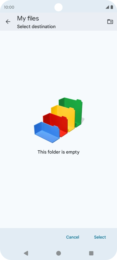 To create a new folder, press the new folder icon and follow the instructions on the screen to create a new folder.