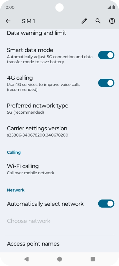 Press Access point names.