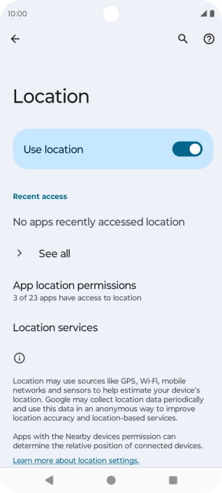 Press App location permissions.