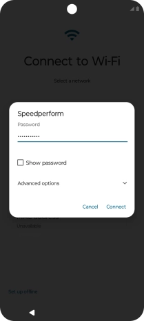 Key in the password for the Wi-Fi network and press Connect.